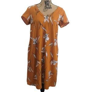 XS A New Day yellow and white print shirt dress, short sleeves, v-neck, pockets